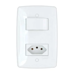 Conjunto Interruptor Simples 6A/250V+Tomada 20A 4×2 Branco Finesse+
