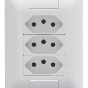 Tomada Tripla 10a Com Placa 2p+t Tramontina Aria Com Nf-e Cor Branco