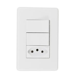 Conjunto 1 Tomada e 2 Interruptores Energia Simples 10A 4×2 Branco Stella Steck